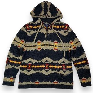 American Eagle Aztec Southwest Pullover Sweater Hoodie Knit Size Large